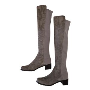 Stuart Weitzman Reserve Over-the-knee Suede/Stretch (50/50) Block Heel Boots